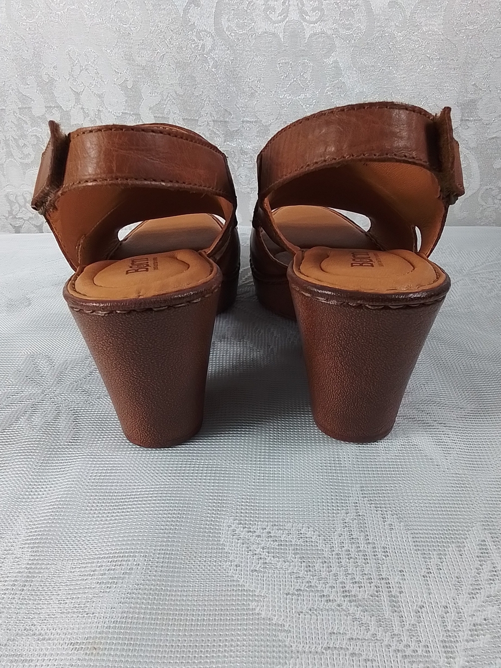Born light brown leather slingback heeled sandals - Picture 7 of 13